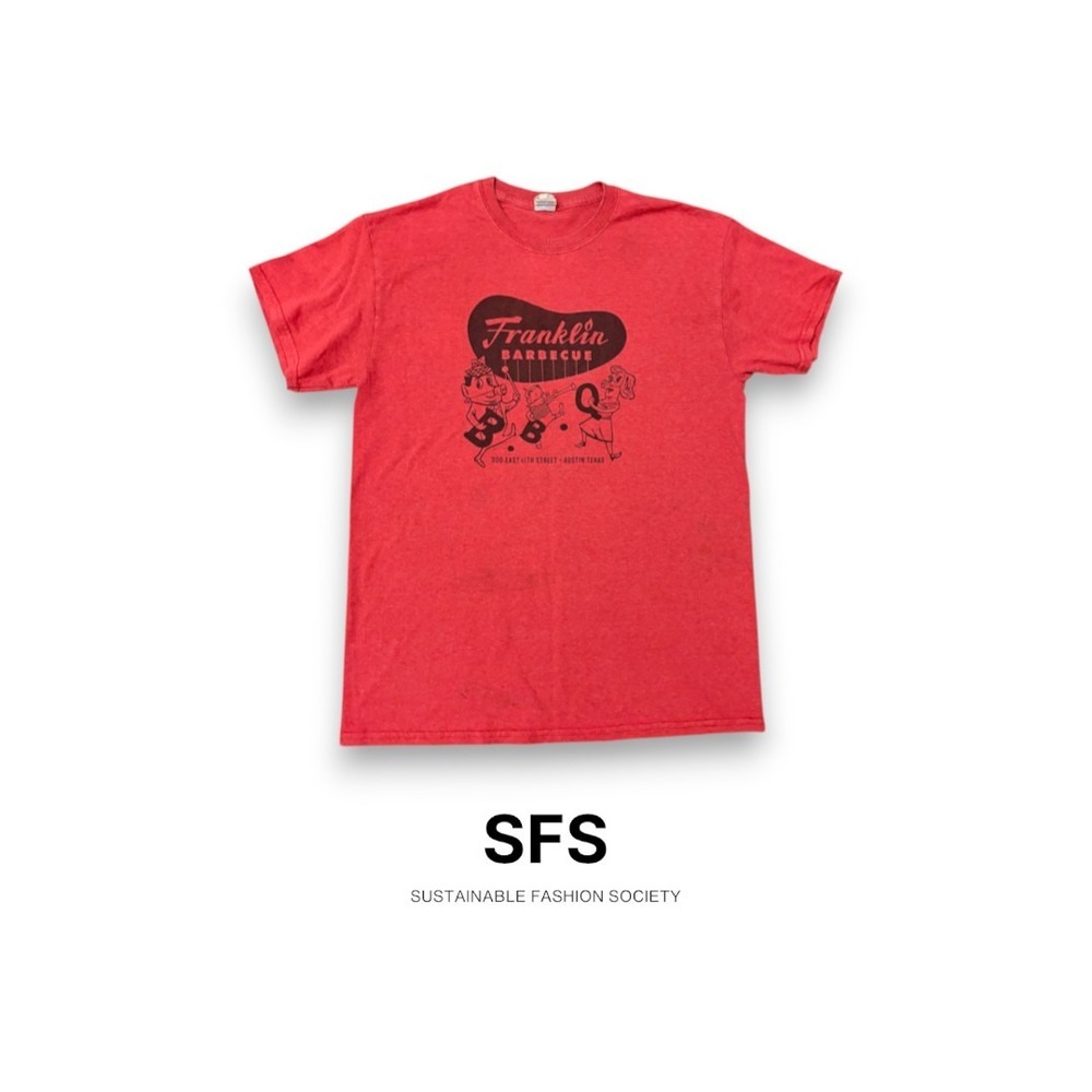 Franklin Barbecue Austin Texas Mascot Graphic T-Shirt Mens M Heather Red Gildan
